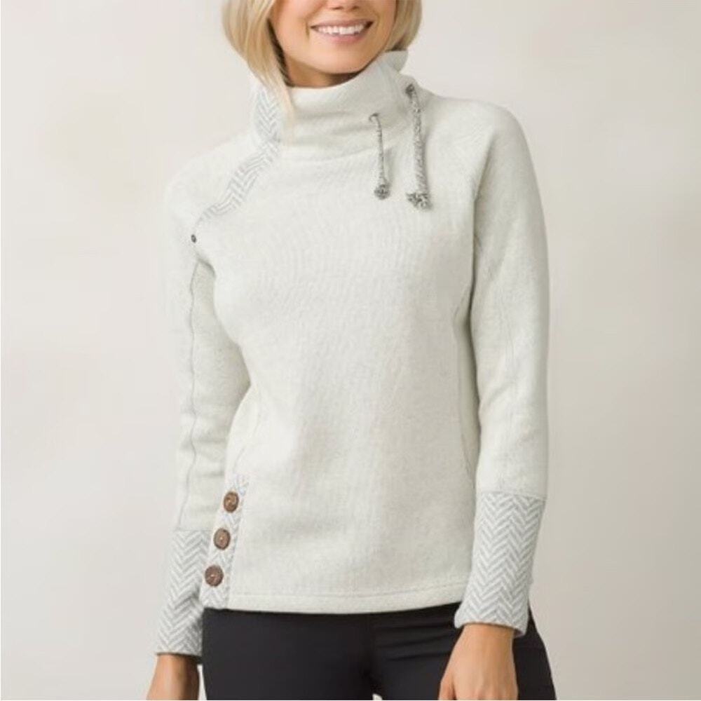 prAna Lucia Cowl Neck Sweater in a Neutral Gray Size Small